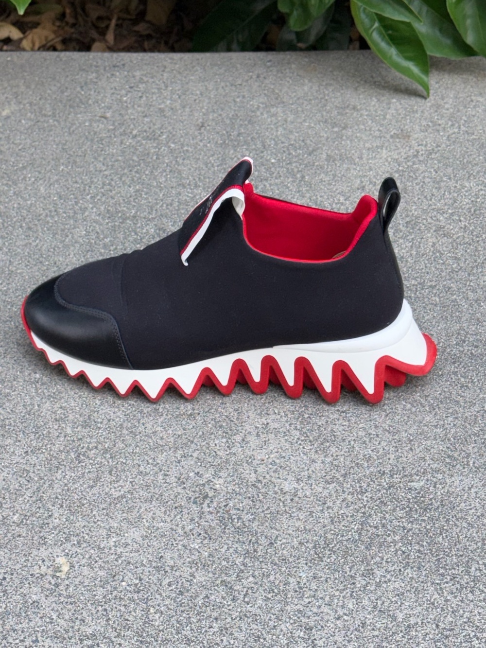 Christian Louboutin Black, Red & White Slip-On TIKETA sneakers - Picture 3 of 6